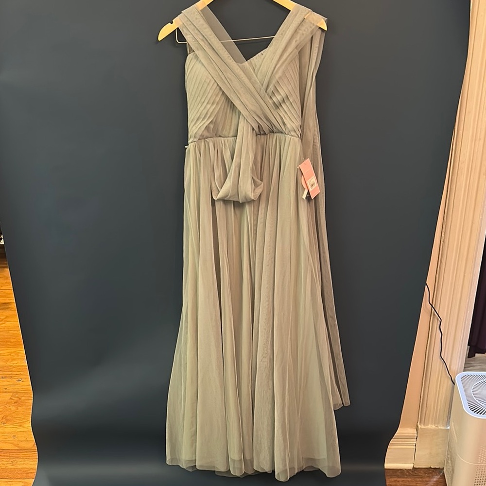 Elegant Dusty Sage Evening Gown
